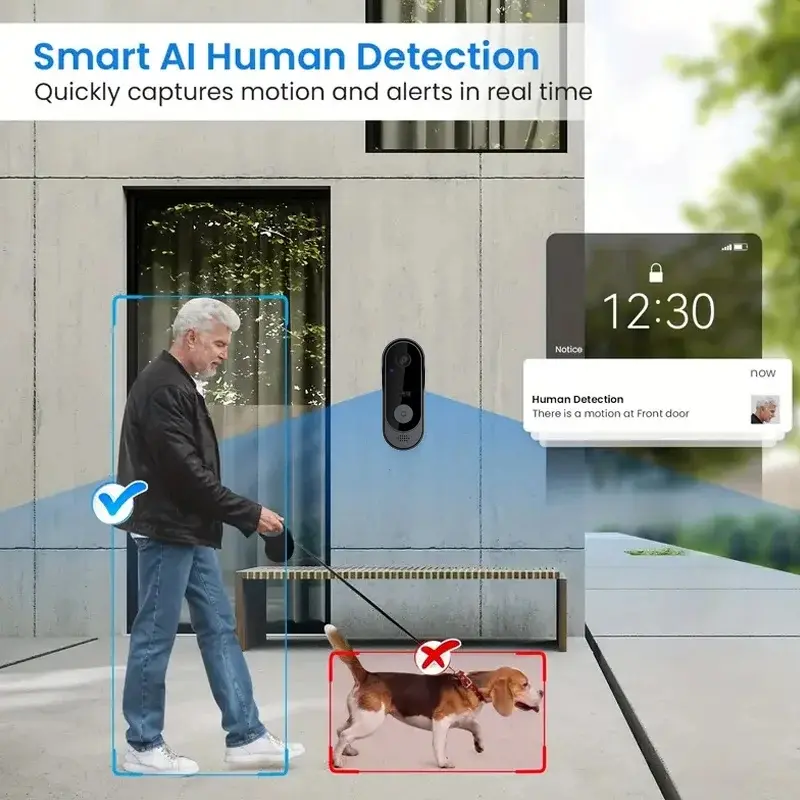 Wireless WIFI Waterproof Doorbell HD Video Intercom Door Bell with Camera Tuya Smart Home for Security Protection Night Vision