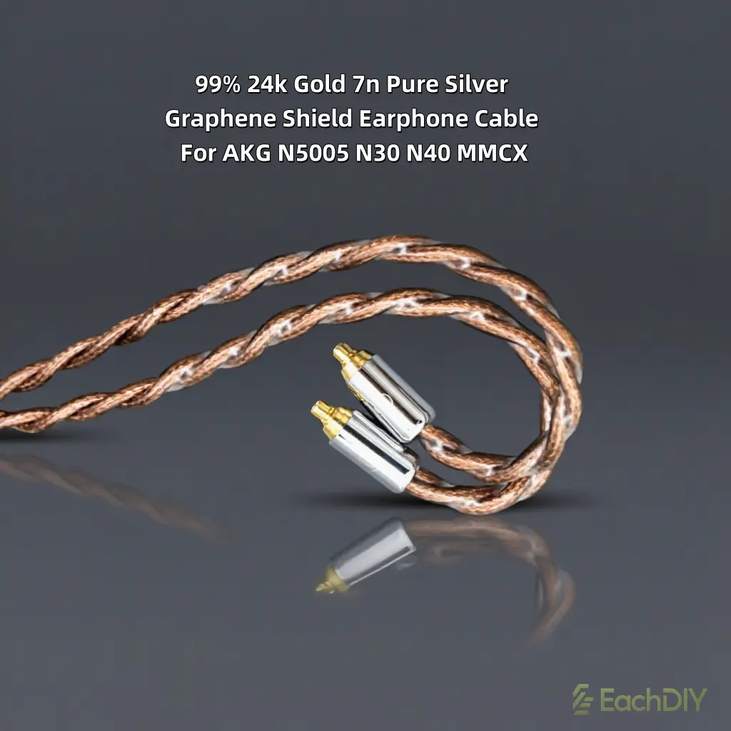 99% 24k Gold 7n Pure Silver Graphene Shield Earphone DIY Cable For AKG N5005 N30 N40 MMCX 8514