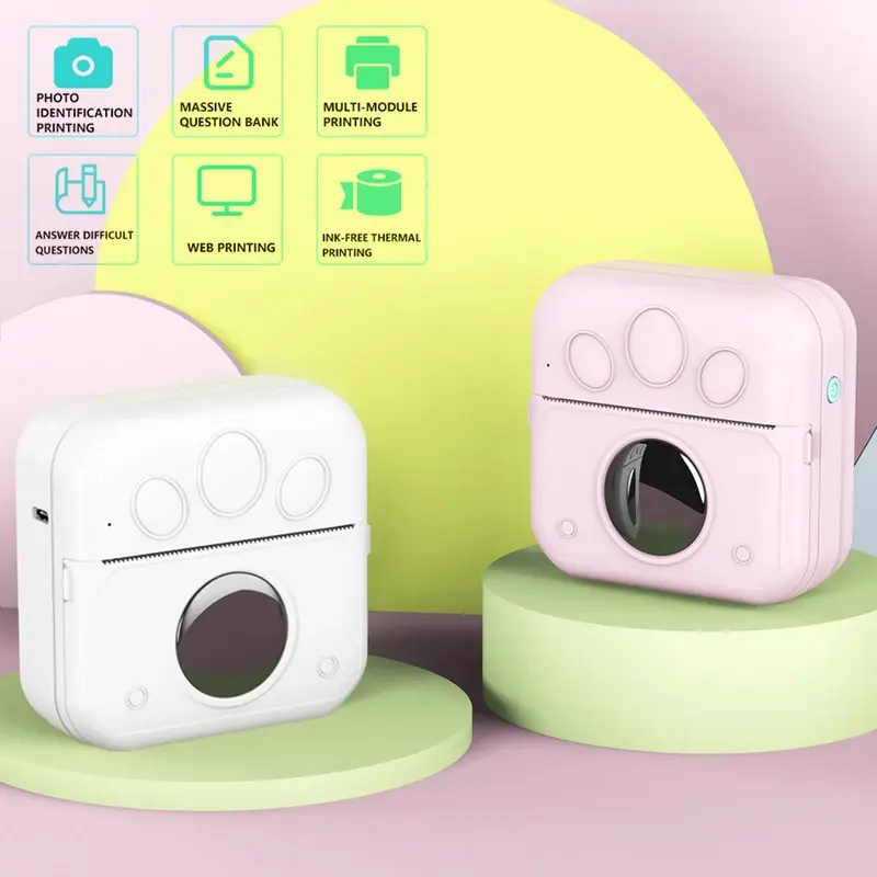 Bluetooth wireless mini label printer inkless thermal baggage/Notes/book tag boarding pass note photo printing 1000mAh portable