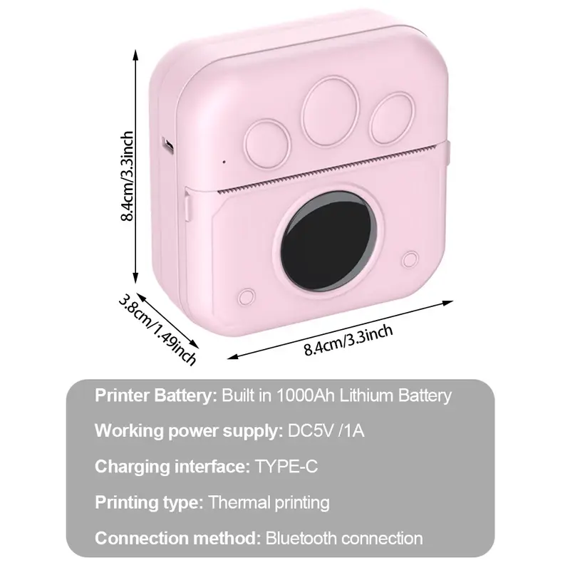 Bluetooth wireless mini label printer inkless thermal baggage/Notes/book tag boarding pass note photo printing 1000mAh portable