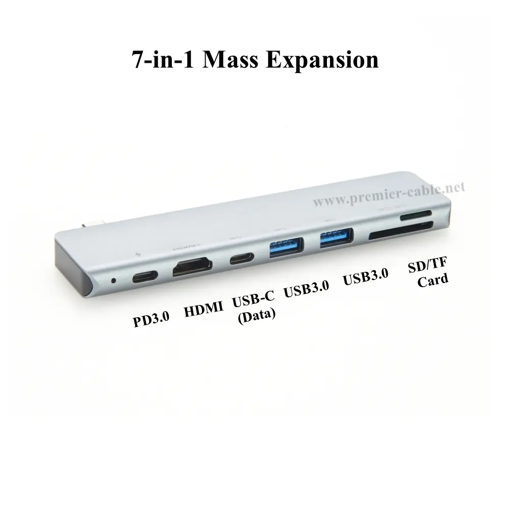 Plugable 7 in 1 USB C Hub Multiport Adapter USB Type C hub with 4K@30Hz HD USB C Dongle for MacBook Windows Type C Laptops