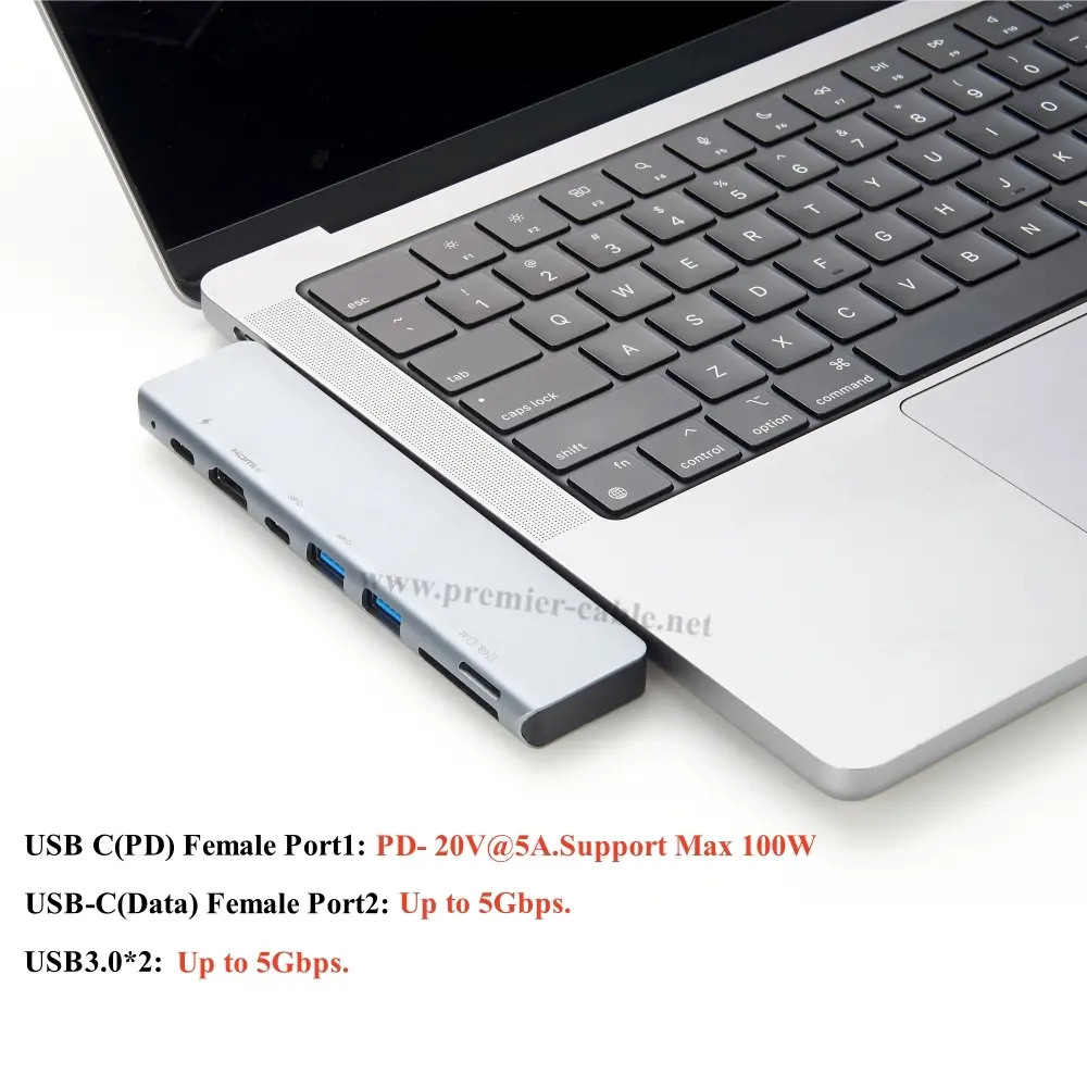 Plugable 7 in 1 USB C Hub Multiport Adapter USB Type C hub with 4K@30Hz HD USB C Dongle for MacBook Windows Type C Laptops