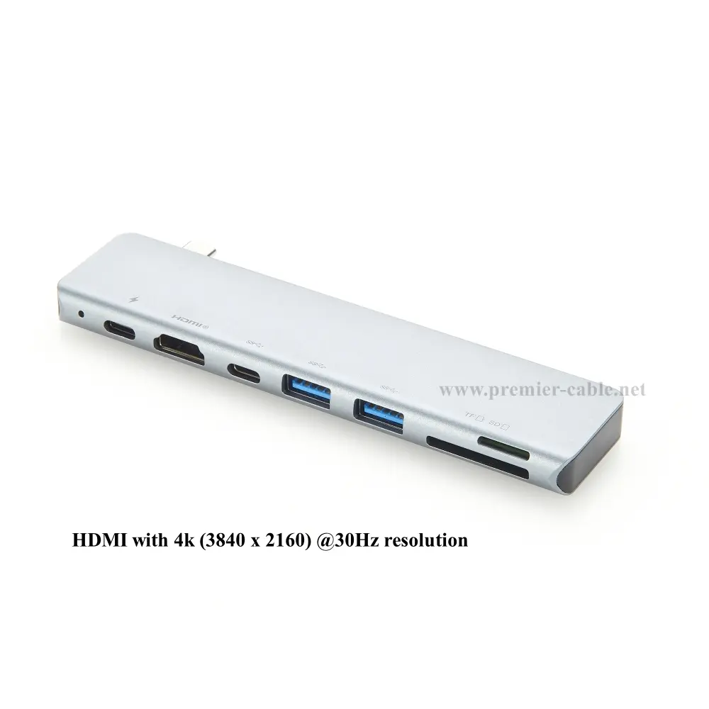 Plugable 7 in 1 USB C Hub Multiport Adapter USB Type C hub with 4K@30Hz HD USB C Dongle for MacBook Windows Type C Laptops