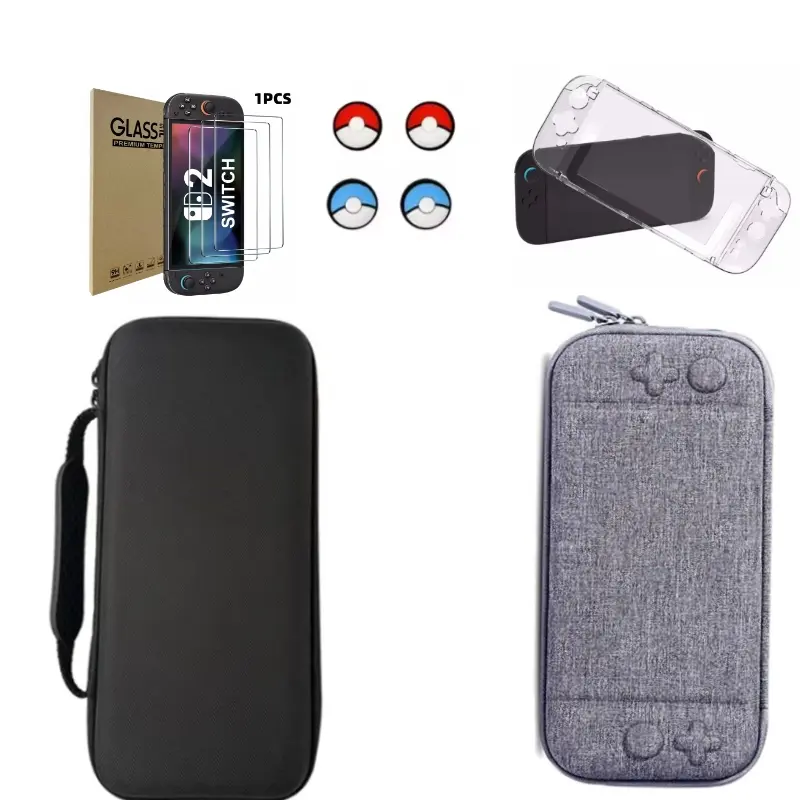 For Switch 2 Accessories With Screen Protector Tempered Glass Joystick protection cap Storage Travel Bag Crystal Case Accessory