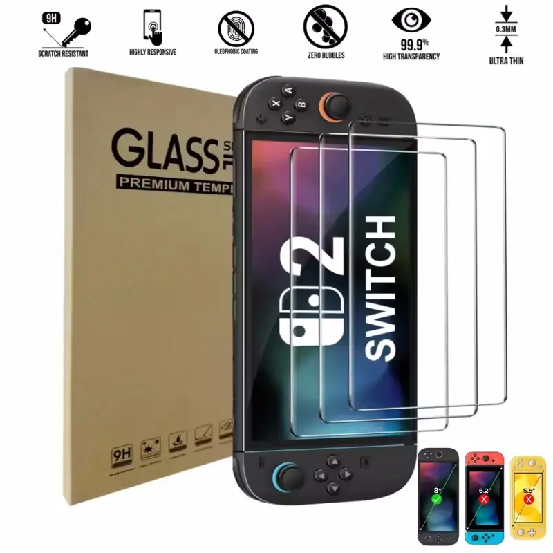 For Switch 2 Accessories With Screen Protector Tempered Glass Joystick protection cap Storage Travel Bag Crystal Case Accessory