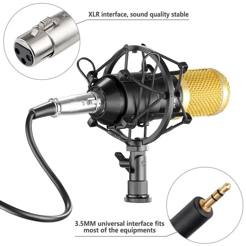 New BM-800 Condenser Microphone Karaoke Studio Live Streaming KTV Mic For Radio Braodcasting Singing Recording Computer Webcast