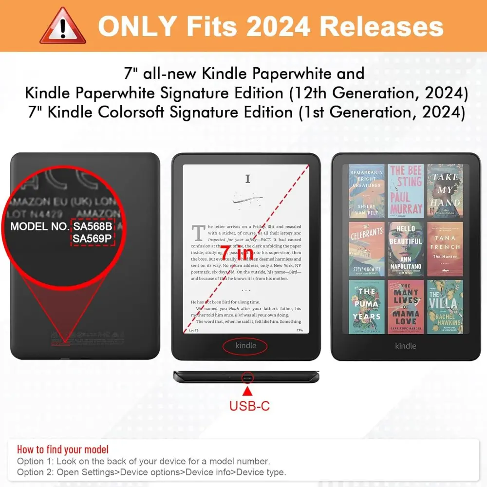 Smart Case For Kindle Paperwhite 6 12th Generation case 2025 Soft TPU Silicone Cover for Kindle Paperwhite 2024 7 inch