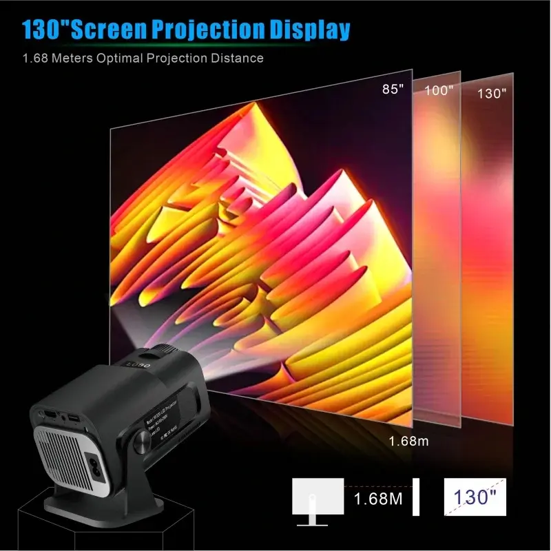 FGHGF HY320 Mini Upgrade Native 720P Android 11 Projector 300ANSI Wifi6 BT5.0 4K Cinema Outdoor Portable 180 ° Rotable Projector