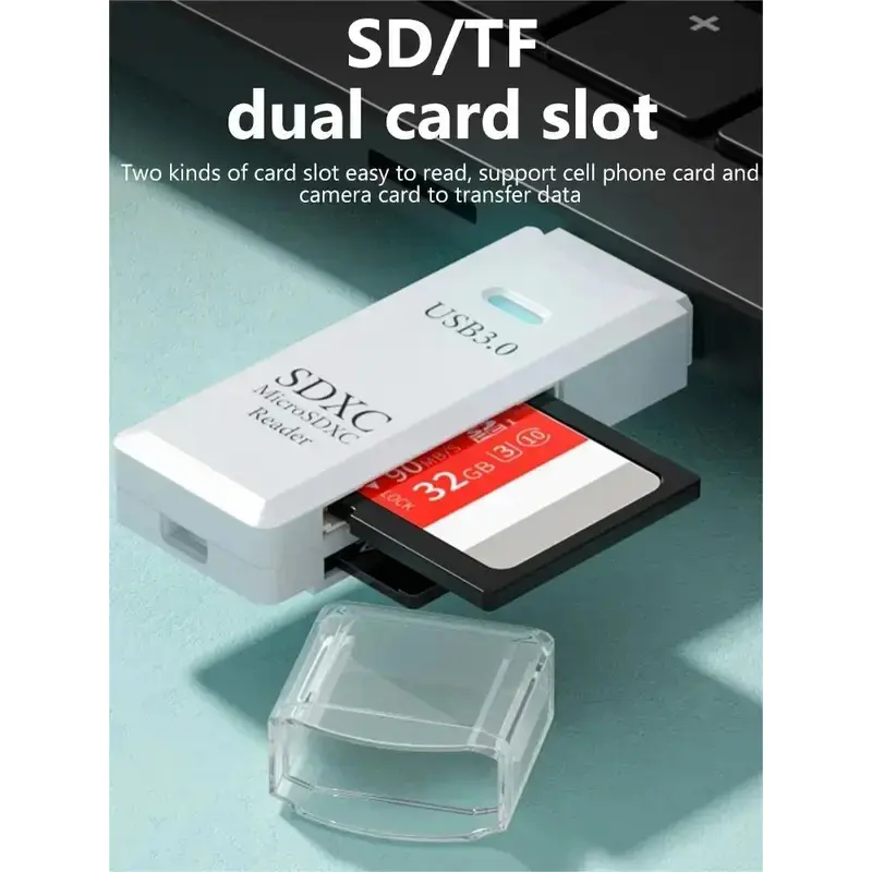 Multi Functional 2-in-1 High-speed USB 3.0/2.0 Card Reader Supports TF SD Card Memory Computer/Tablet Camera/Laptop/Car Mounted