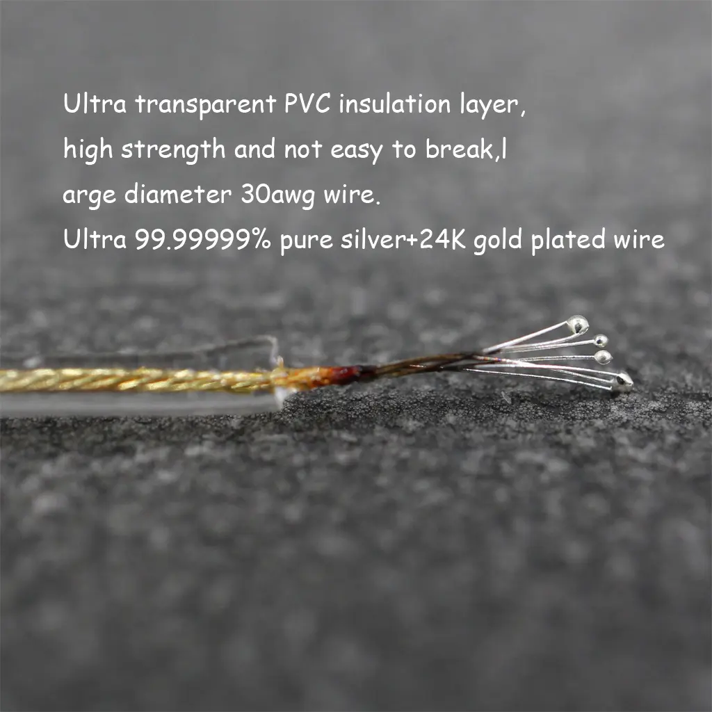 8 Core 99% 7n Pure Silver 24k Gold Plated Earphone Cable For UE Live UE6Pro Lighting SUPERBAX IPX LN008425