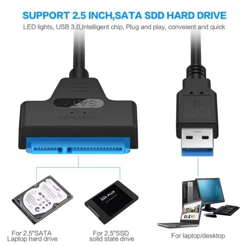 USB 3.0 to SATA Cable Support 2.5/3.5 Inches External HDD SSD Hard Drive Adapter Cable Computer Connector Converter