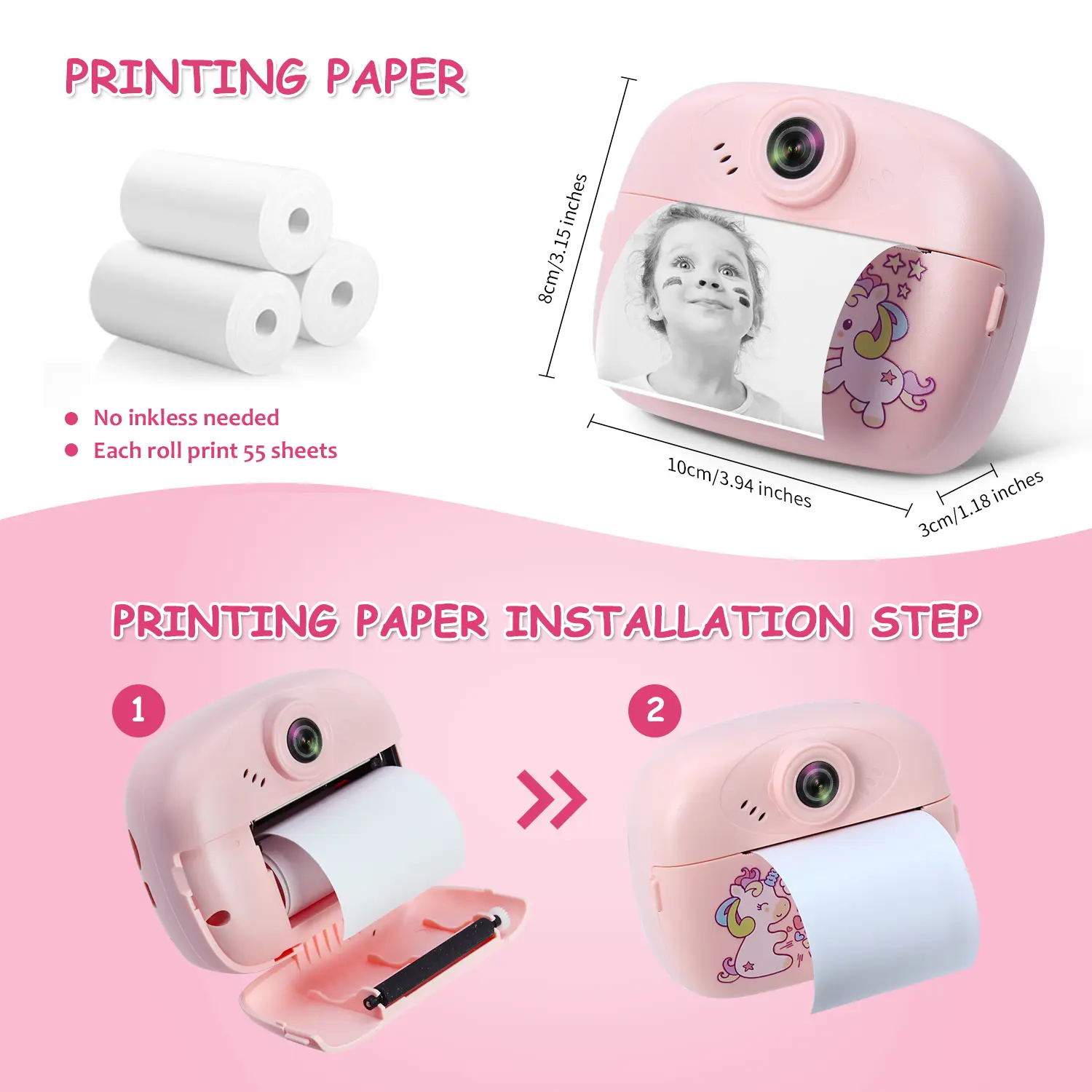 Thermal Paper Printing Camera Photo Camera for Kids Photographic Cameras Photocamera Portable Thermal Printer Tool for Children