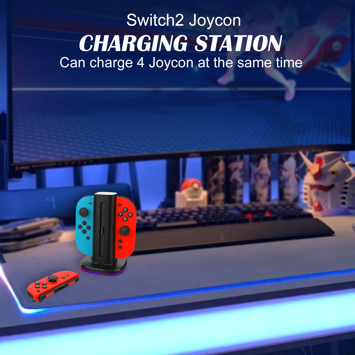 Wireless Magnetic Charger for NS2 4-in-1 Magnetic Charging Station for Switch 2 Joy con Accessories Switch2 Fast Charging Stand