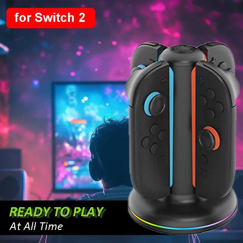 4 in 1 Magnetic Controller Charger Stand Station with Lights Charging Dock for Nintendo Switch2 Joy-Con Handle Charging Dock