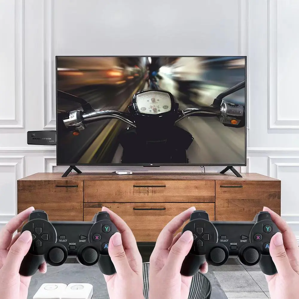 Video Game Sticks M8 Console 2.4G Dual Wireless Controller Game Stick 4K 10000 Games 64GB Retro Game for PS1 Christmas