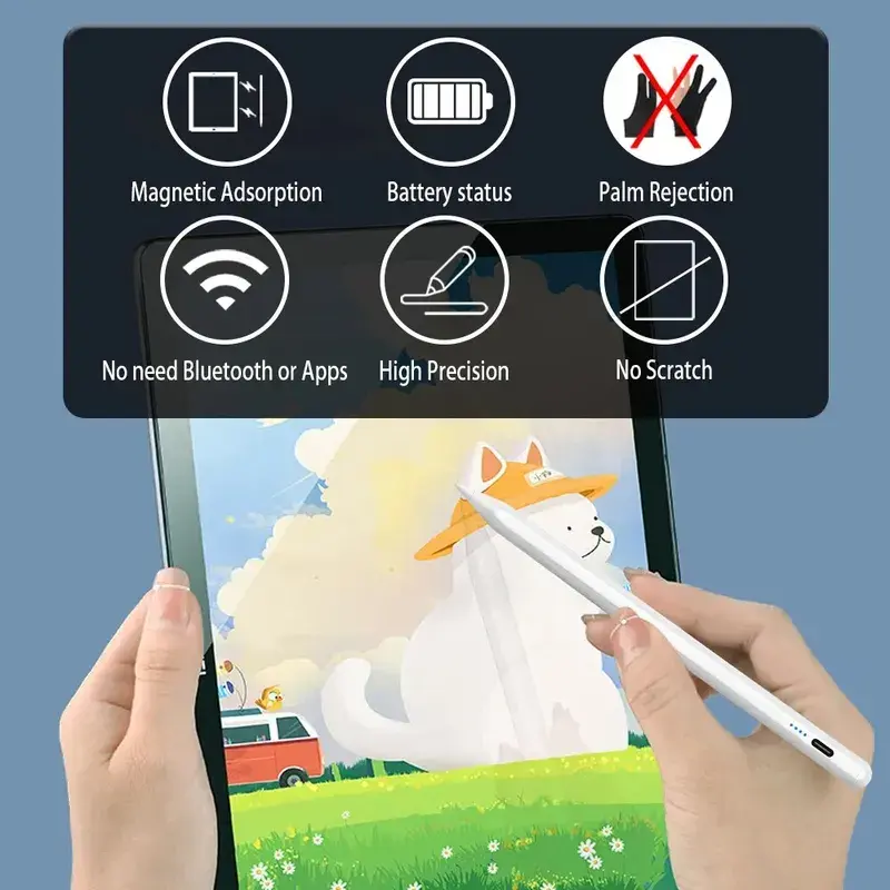 For Apple Pencil 2 1 with palm rejection tilt sensitivity stylus pen for 2018-2025 iPad 6/7/8/9/10, mini 5/6,Air3/4/5, pro 11/12