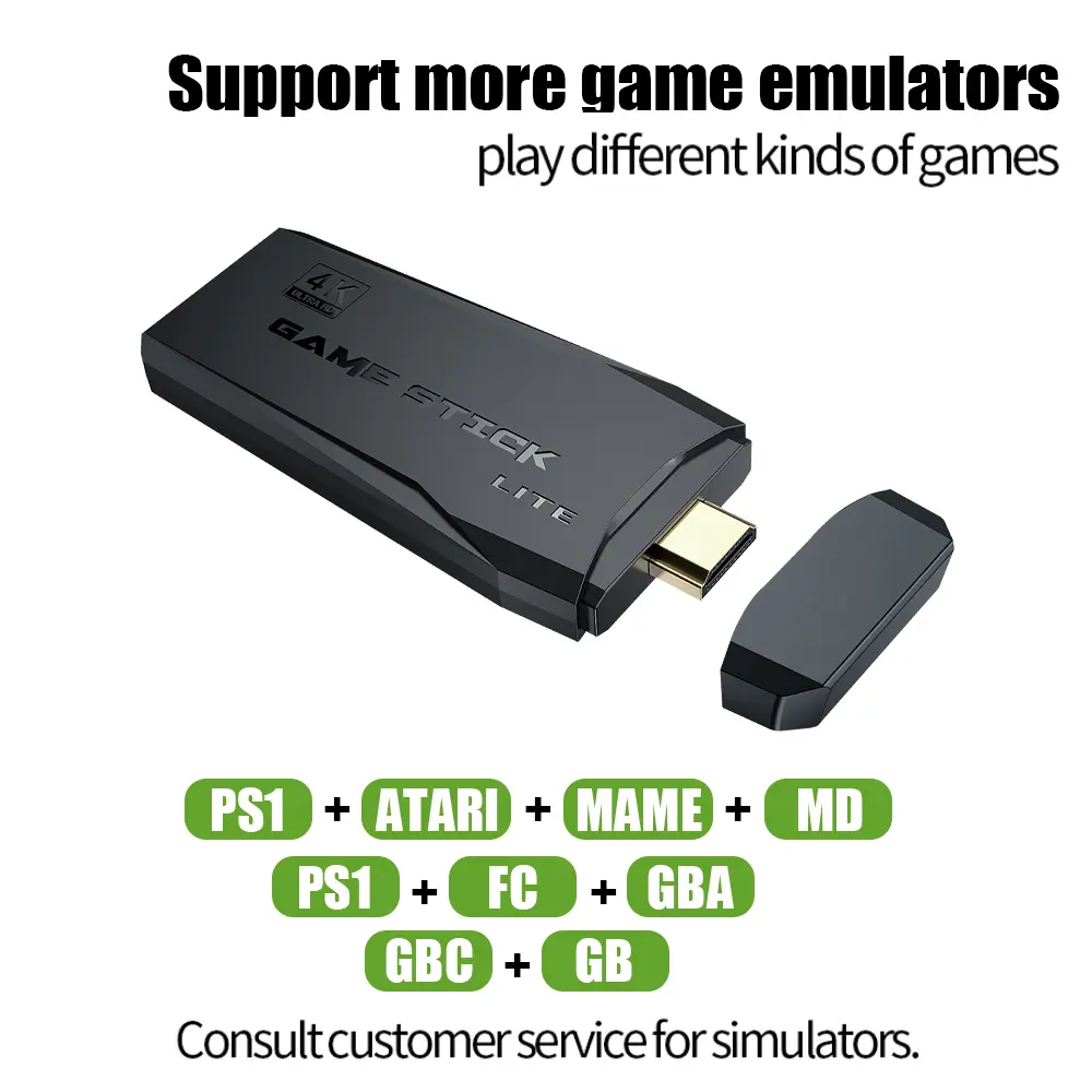 Video Game Sticks M8 Console 2.4G Dual Wireless Controller Game Stick 4K 10000 Games 64GB Retro Game for PS1 Christmas