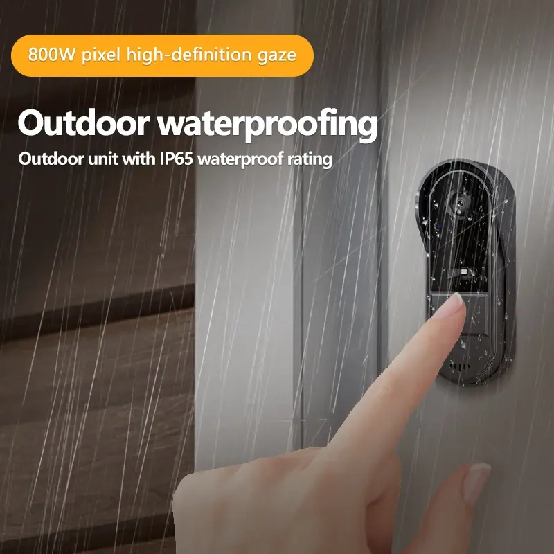 2.4G Wireless Waterproof Visual Doorbell IR Night Vision Door Bell HD 4.3inch IPS Screen Doorbell Camera For Home Apartment