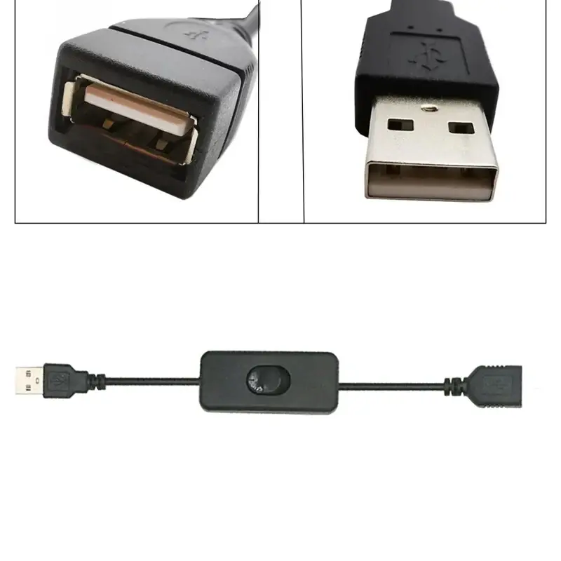 New 28cm USB Cable with Switch ON/OFF Cable Extension Toggle for USB LED String USB Gadget USB Power Supply Device Tools