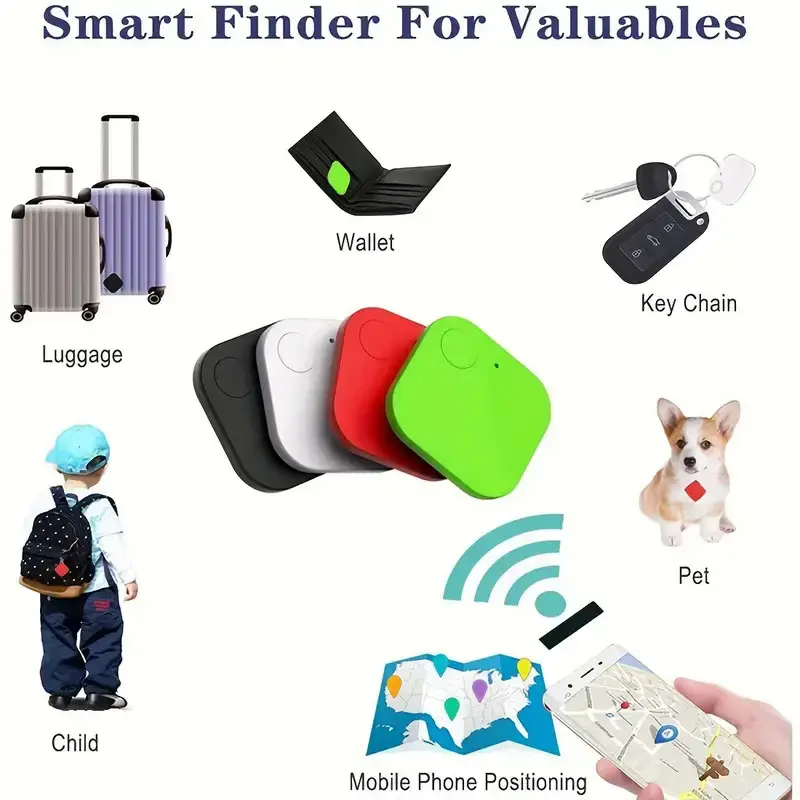 Mini GPS Tracker Bluetooth 5.0Anti-Lost Device Square Voice Control For Key Finder Kid Pets Real Time Tracking GPS Truck Locator