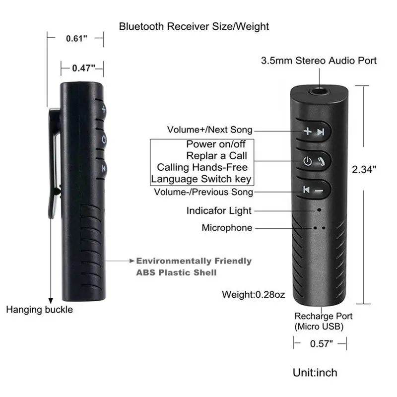 Mini Wireless Bluetooth 5.2 Receiver, 3.5mm AXU Car Bluetooth Transmitter Adapter, Suitable for Car Music/Audio/Headphone Receiv
