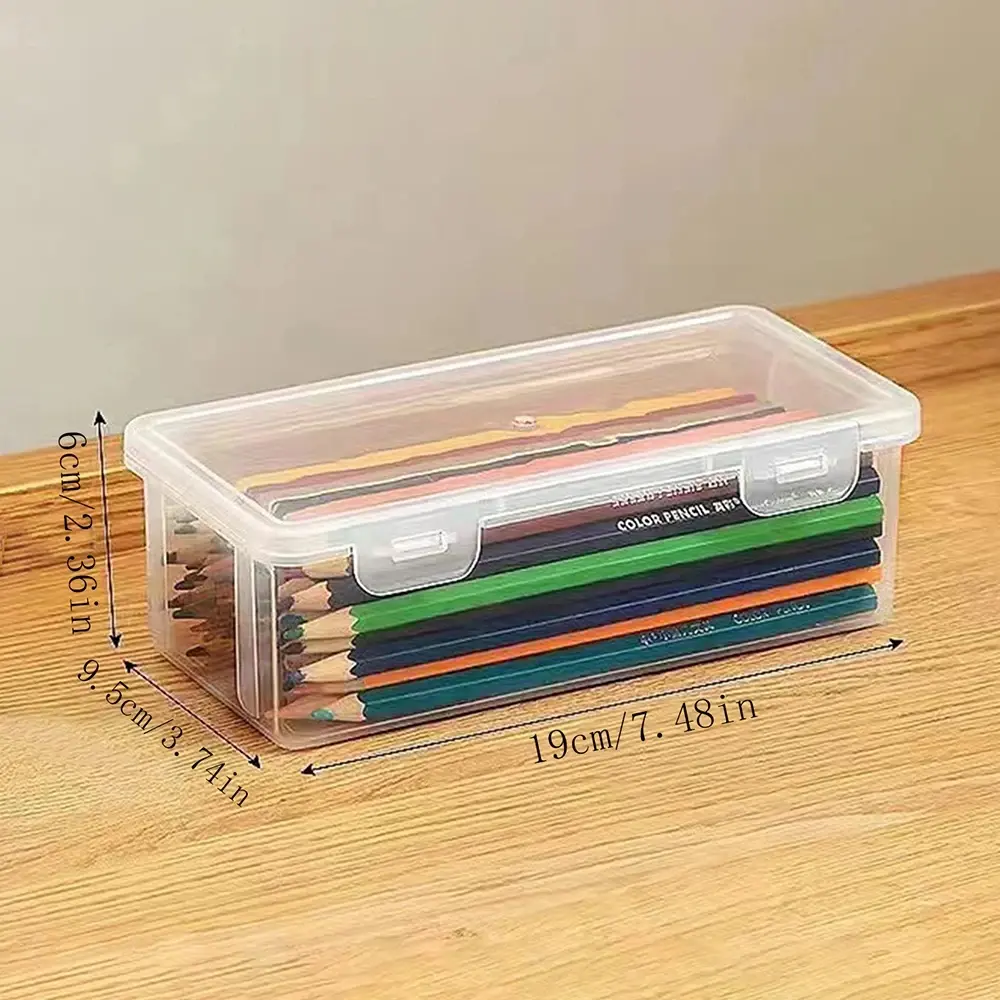1/2/3/4pcs Clear Pencil Box Large Capacity Plastic Organizer Storage Boxes for School Bulk Stackable Design Office Supplies