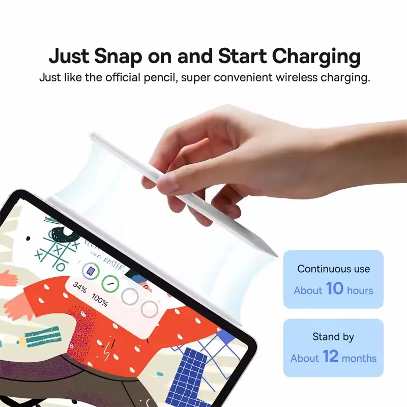 Stylus Pen For Apple pencil With Wireless Charging Palm Rejection Tilt Sensitivity Active Pencil For iPad2018-2025mini5/6Pro12.9