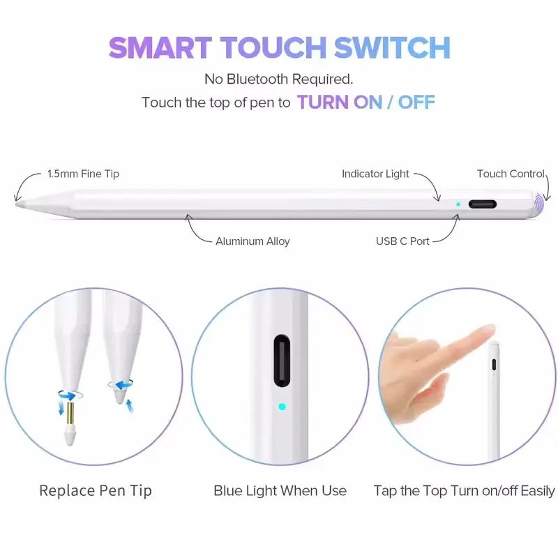 Stylus Pen for iPad with Palm Rejection Bluetooth Charging ,for Apple air Active Pencil Compatible for Apple iPad Pro 2018-2025