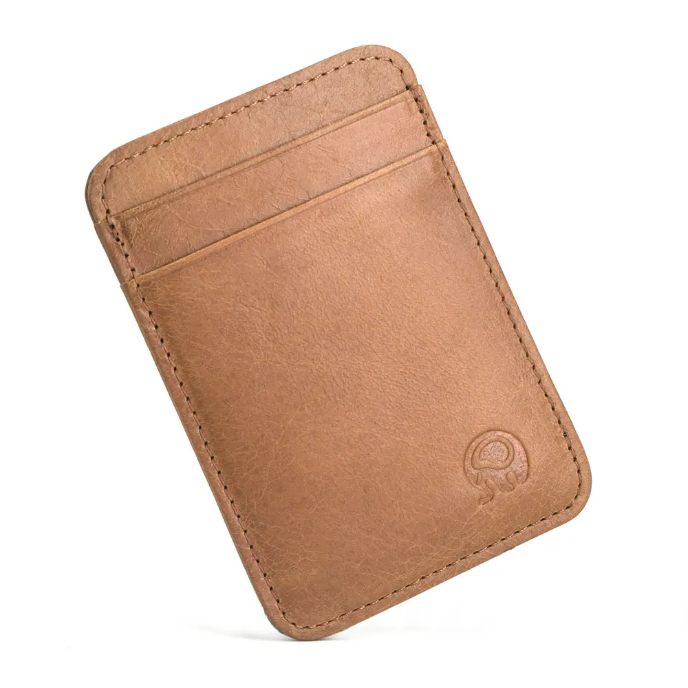 Fashion 100% Genuine Leather Thin Bank Credit Card Case Mini Card Wallet Men Bus Card Holder Cash Change Pack Business ID Pocket