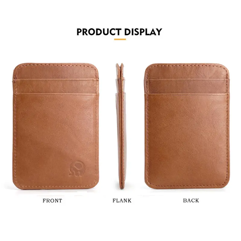 Fashion 100% Genuine Leather Thin Bank Credit Card Case Mini Card Wallet Men Bus Card Holder Cash Change Pack Business ID Pocket