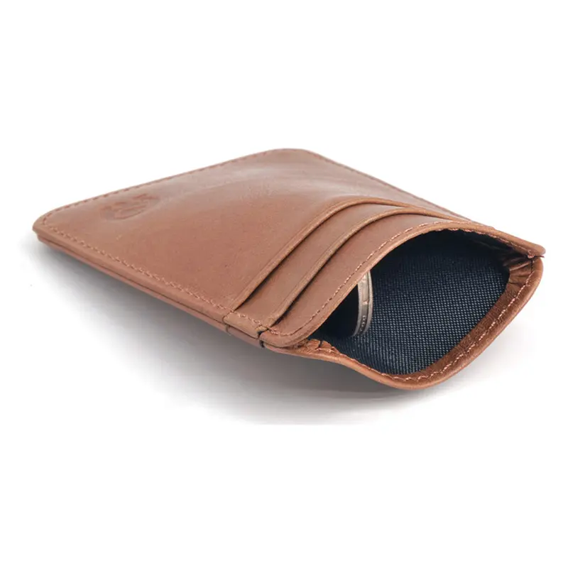 Fashion 100% Genuine Leather Thin Bank Credit Card Case Mini Card Wallet Men Bus Card Holder Cash Change Pack Business ID Pocket