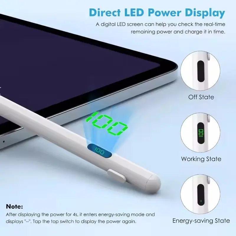 Universal Stylus Pen Rechargeable Sensitive Tablet Touch Screen Pen Drawing Writing for Android/iOS with Power Display