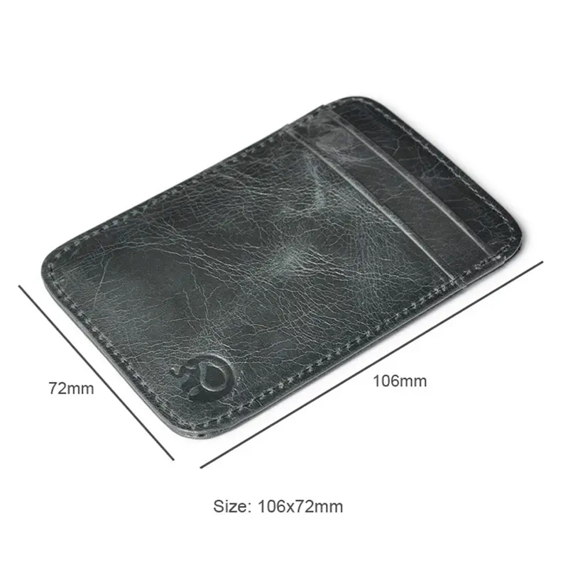 Fashion 100% Genuine Leather Thin Bank Credit Card Case Mini Card Wallet Men Bus Card Holder Cash Change Pack Business ID Pocket