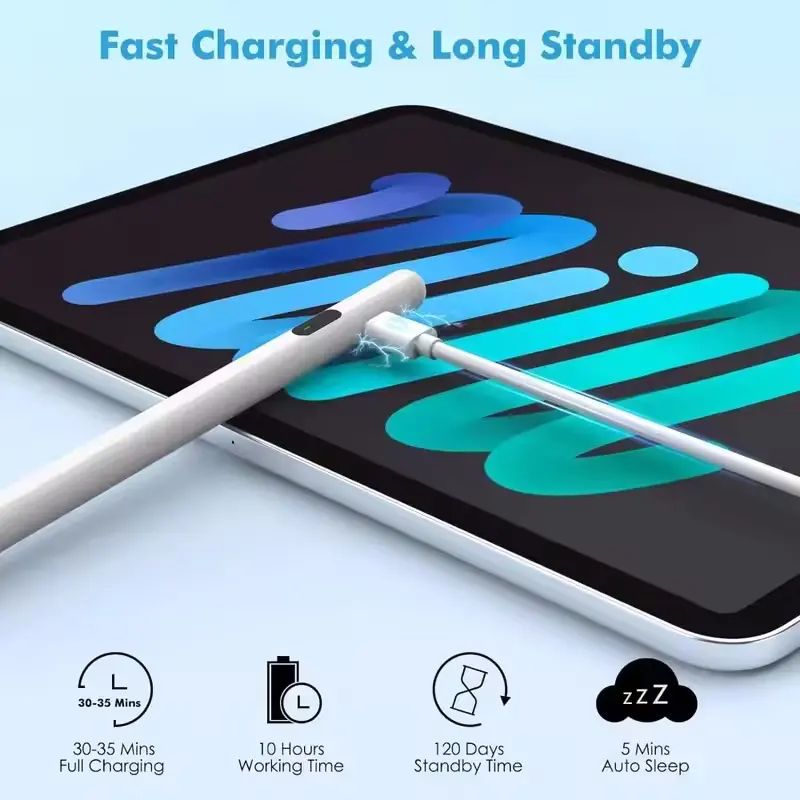Universal Stylus Pen Rechargeable Sensitive Tablet Touch Screen Pen Drawing Writing for Android/iOS with Power Display