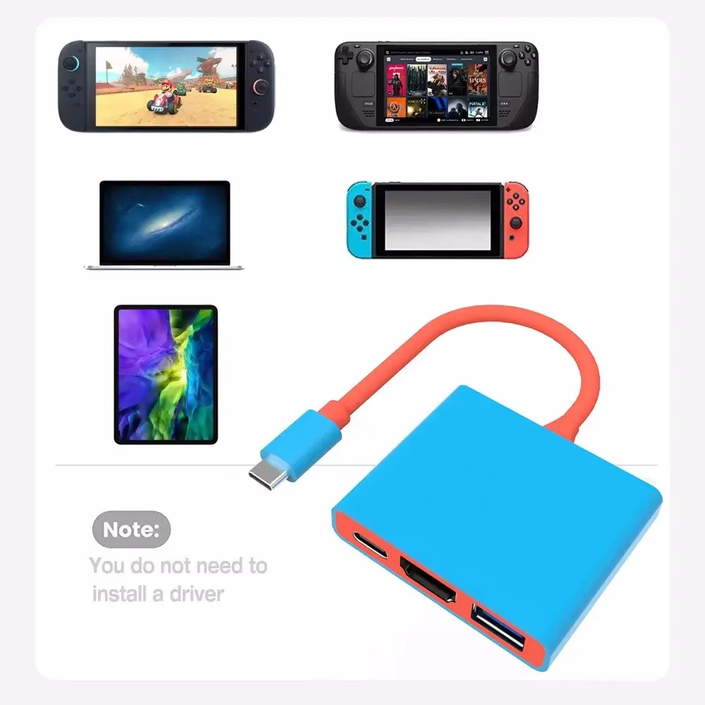 3 in1 Portable For Switch Dock TV Dock for Switch 2 Portable Docking Station Type-C to HDMI-compatible USB 3.0 Hub Accessory
