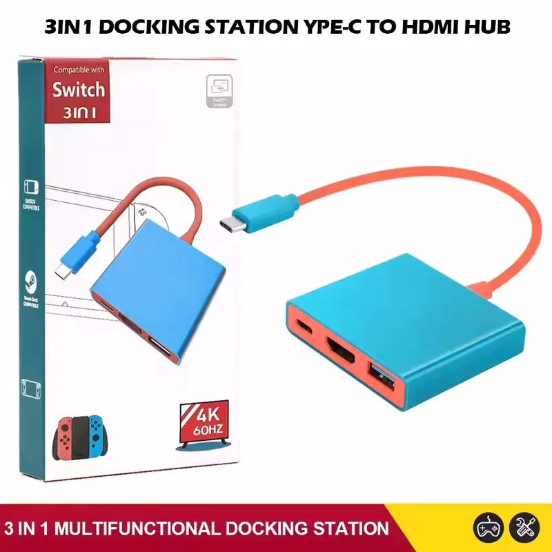 3 in1 Portable For Switch Dock TV Dock for Switch 2 Portable Docking Station Type-C to HDMI-compatible USB 3.0 Hub Accessory
