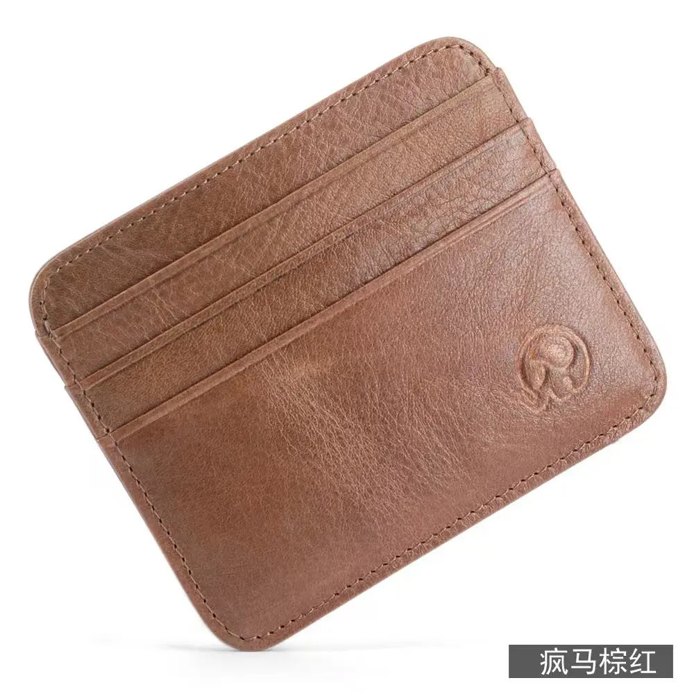 Import Cowhide Leather Lichi Pattern Men's Wallet Sort Woman Credit Card Vintage Style Credit Card Holder Cash Purse lambskin