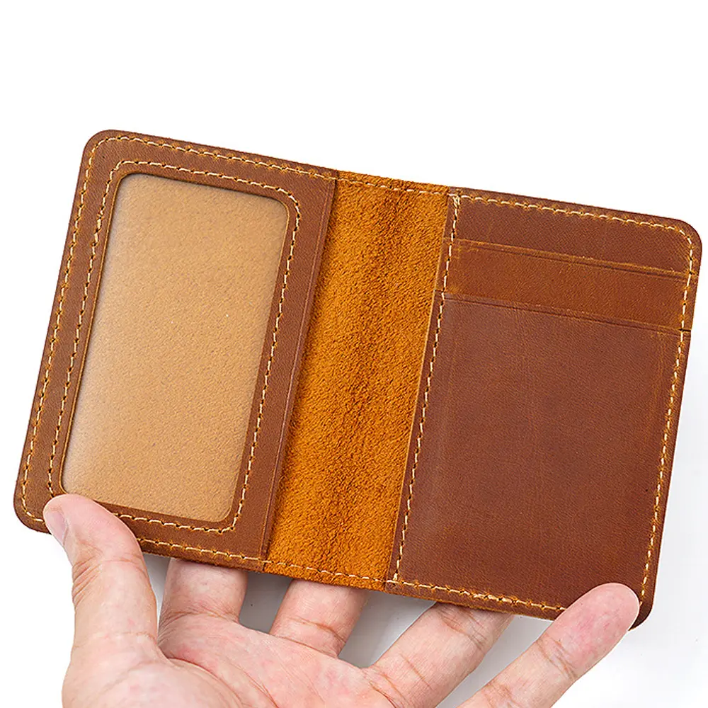 Vintage Handmade Men's Leather Billfold Wallet Card Holder Multi-Slot Organizer