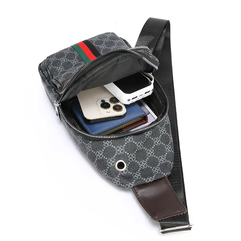 2025Men's Casual Messenger Bag Multi-Pocket Crossbody Shoulder Bag Lightweight Chest Bag with Port & Earphone Hole