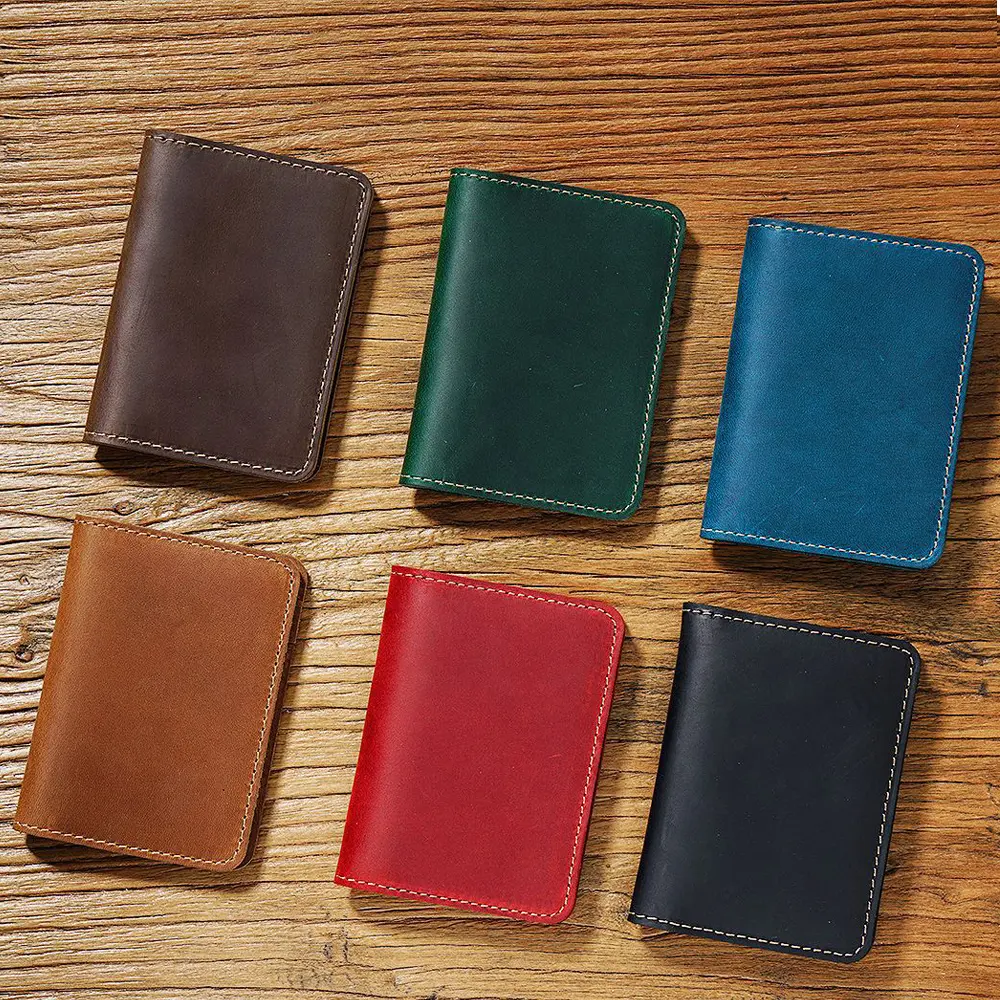 Vintage Handmade Men's Leather Billfold Wallet Card Holder Multi-Slot Organizer
