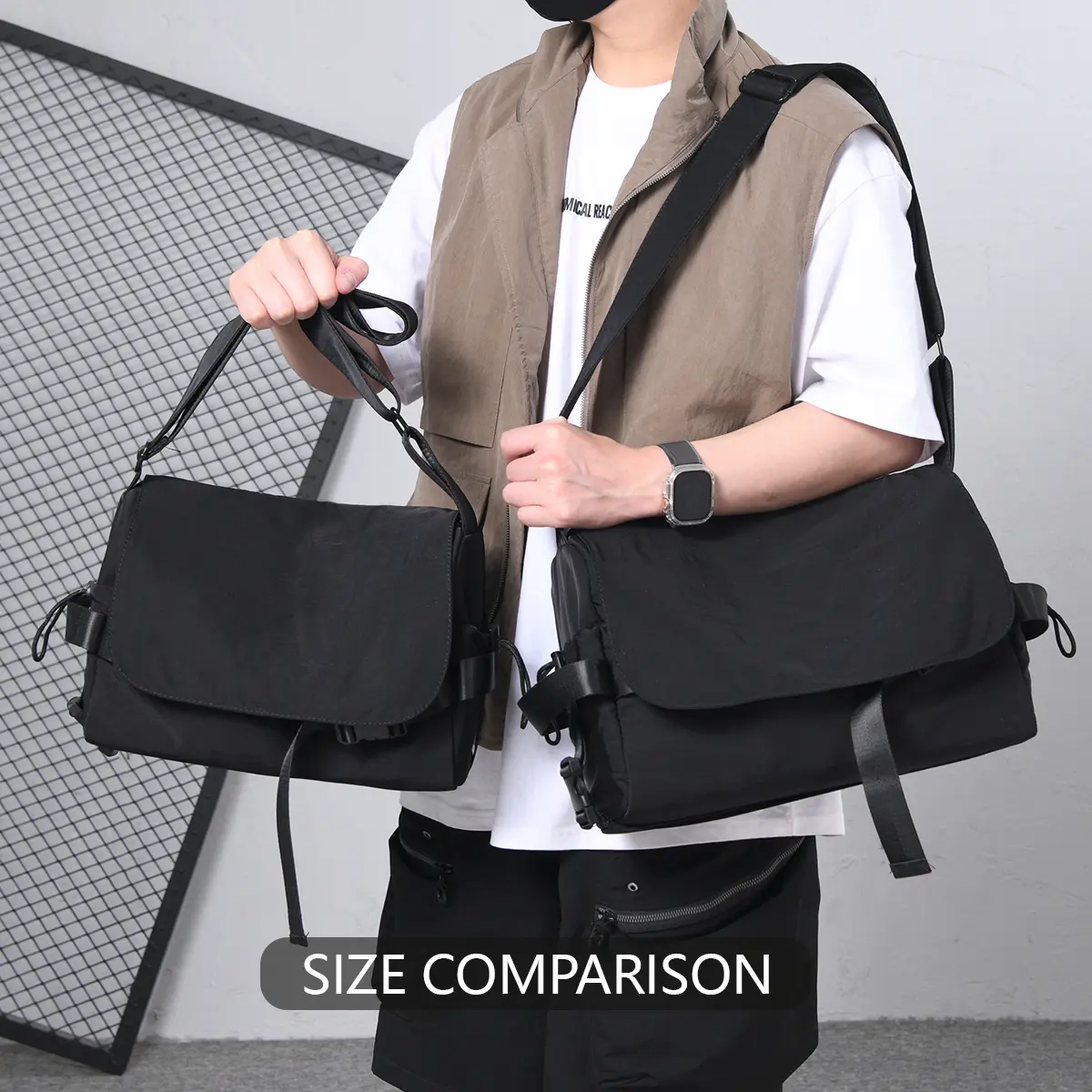 Men's Bag Shoulder Bag Work Clothing Tablet Crossbody Bag Casual Cross-Shoulder Free Shipping Messenger Bag 2025 New Black College Student Class Bag