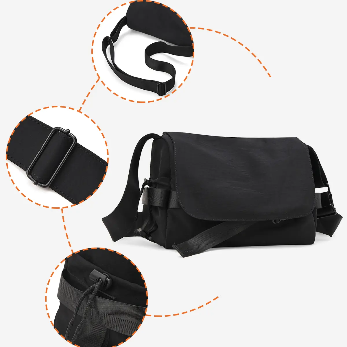 Men's Bag Shoulder Bag Work Clothing Tablet Crossbody Bag Casual Cross-Shoulder Free Shipping Messenger Bag 2025 New Black College Student Class Bag