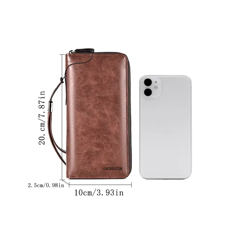 2025 New Men's Long Zipper Wallet High Quality Pu Leather Wallet For Men RFID Blocking Business Clutch Bag Credit Card Holder Pu