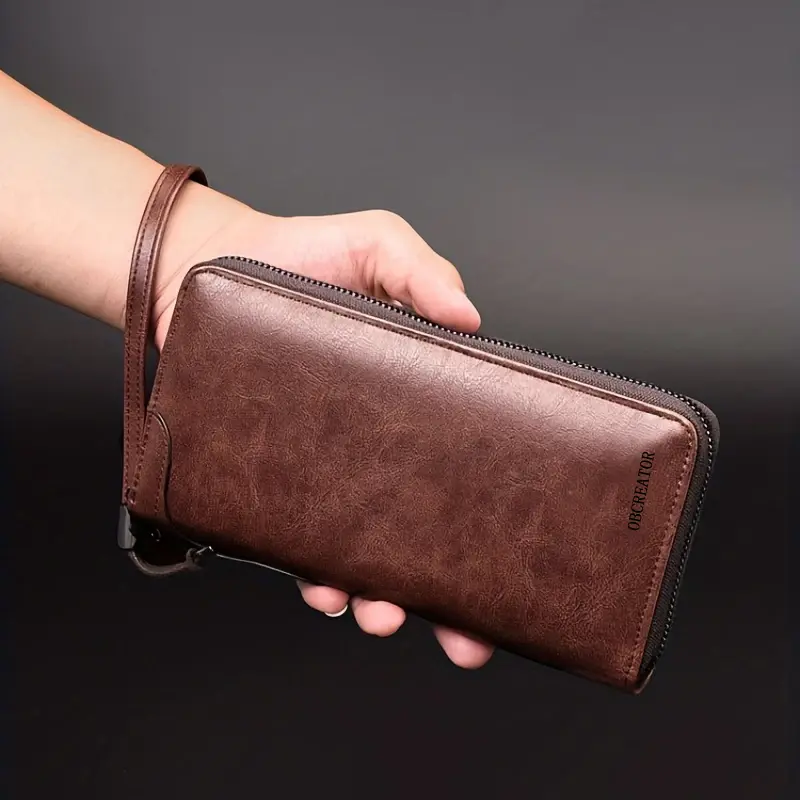 2025 New Men's Long Zipper Wallet High Quality Pu Leather Wallet For Men RFID Blocking Business Clutch Bag Credit Card Holder Pu