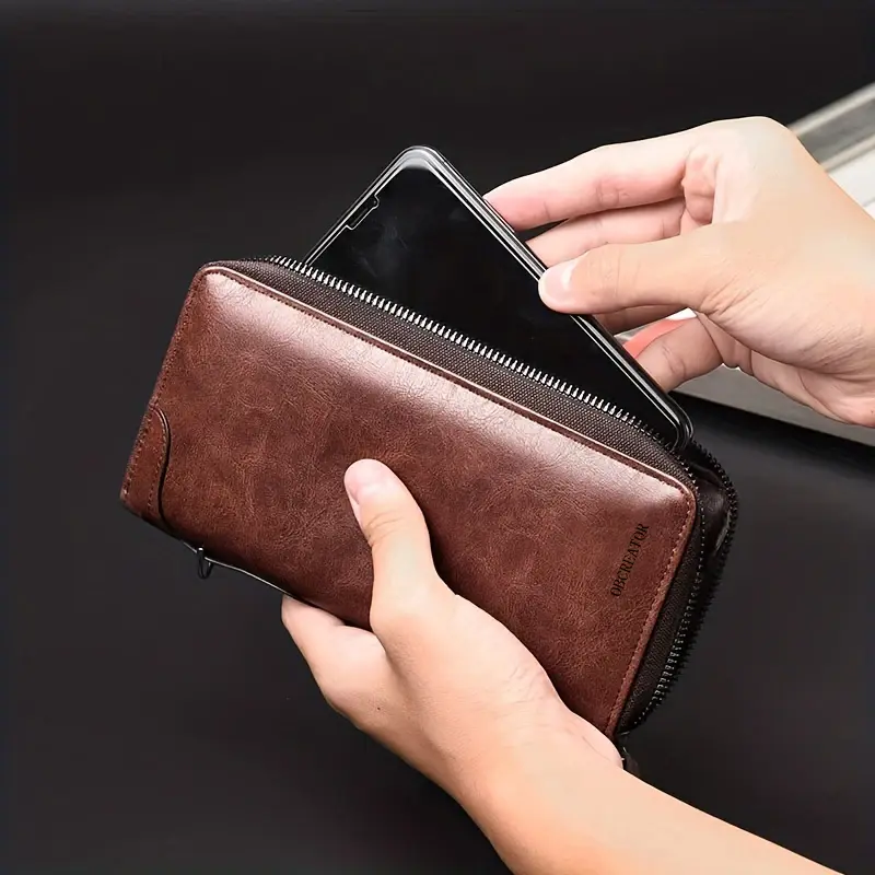 2025 New Men's Long Zipper Wallet High Quality Pu Leather Wallet For Men RFID Blocking Business Clutch Bag Credit Card Holder Pu