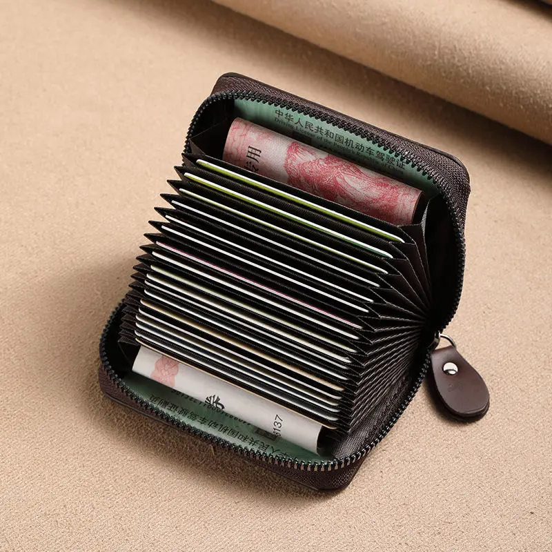 Stylish Card Holder Large Capacity ID Wallet Leather Holder RFID Blocking Wallet Compact Card Case Men's Card Wallet