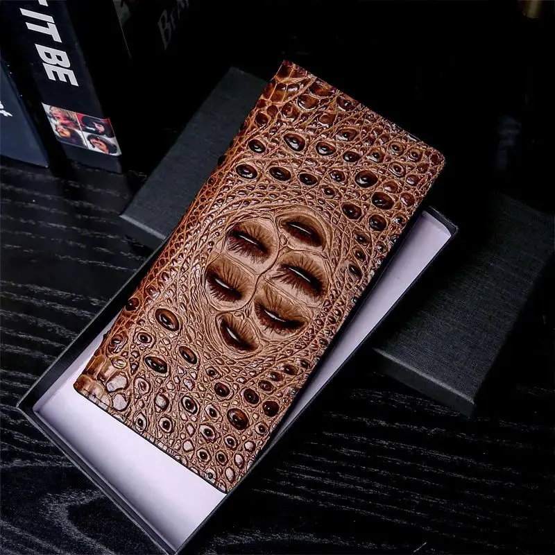 Men Wallets Business Long Crocodile Genuine Leather Fashion Thin Short Wallet No Zipper 4 Color Pure Leather Card Wallets PJ194