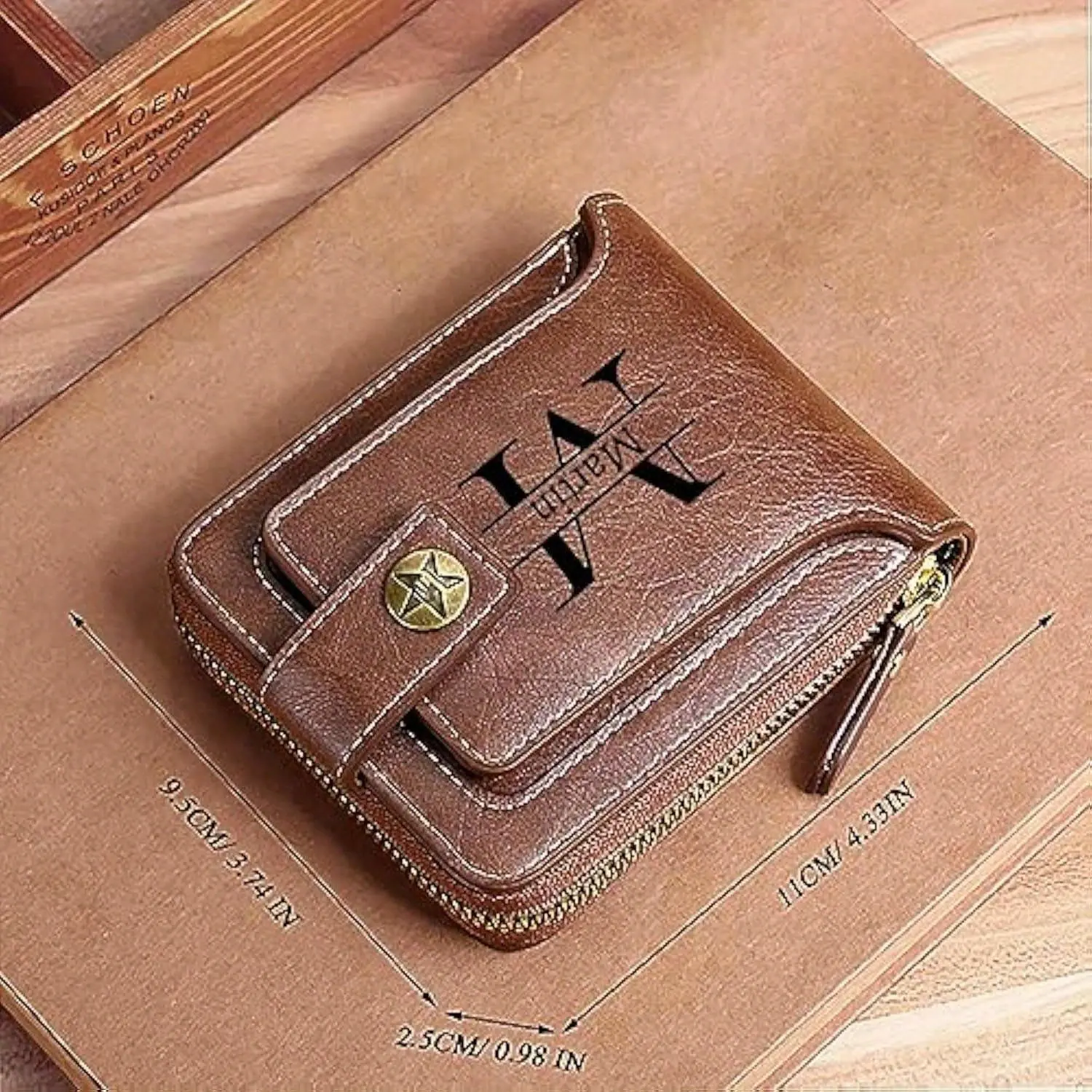Personalized Men Wallet, Custom Engraved Birthday/Anniversary Wallets for Men Synthetic Leather Bifold Unique Customized Gift