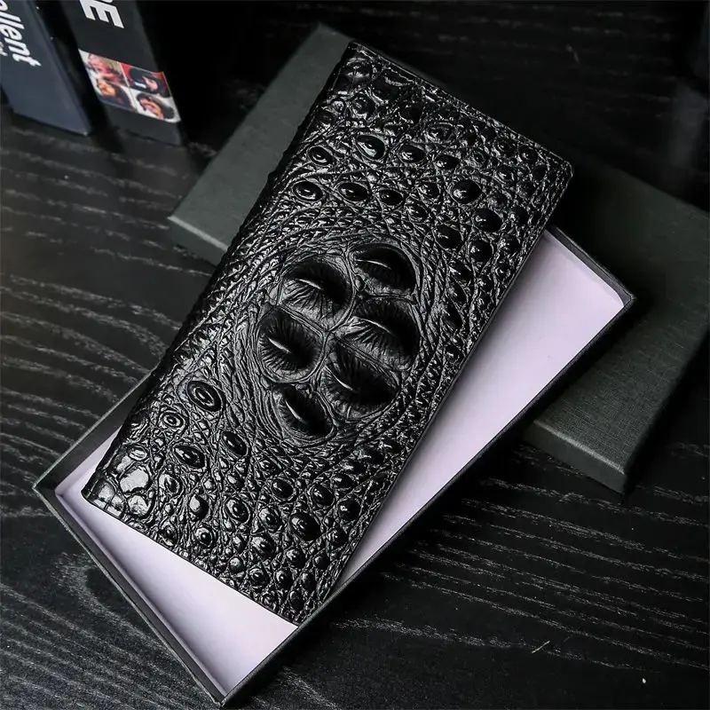 Men Wallets Business Long Crocodile Genuine Leather Fashion Thin Short Wallet No Zipper 4 Color Pure Leather Card Wallets PJ194