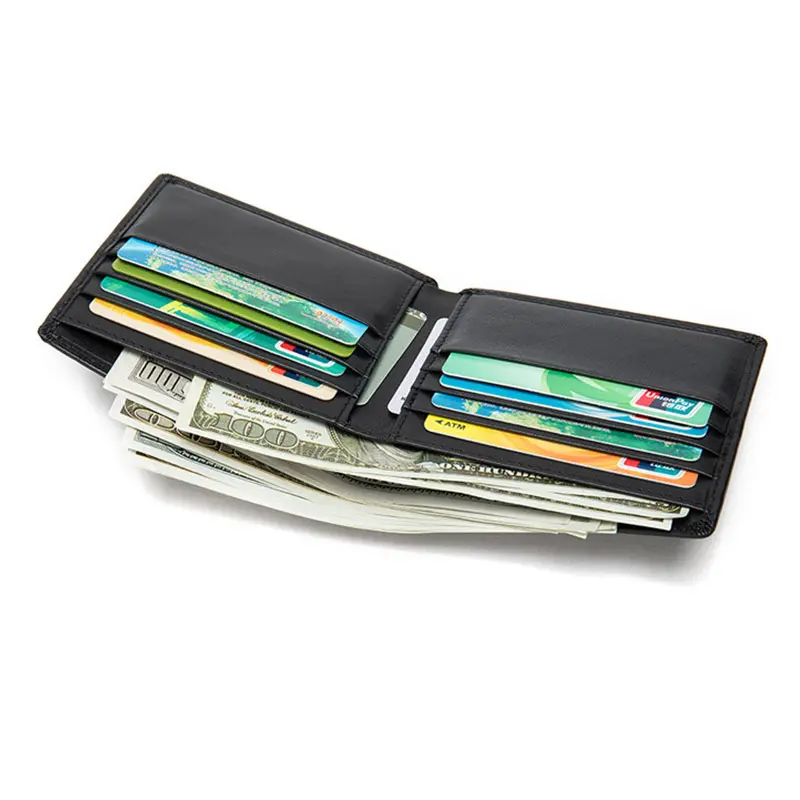 Soft Genuine Leather Wallet Men's Cow Leather Wallets Man Small card holder Wallets Balck Short Purse for Male